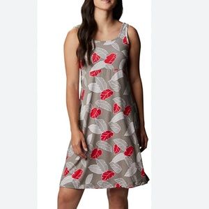 Columbia Women's Freezer III Dress Leaf Red & Grey Empire Waist Sleeveless Sz M